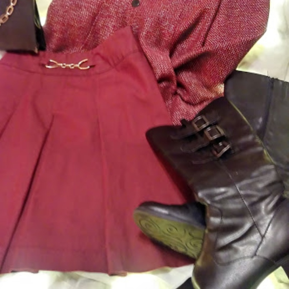 3-4-15 NY & Co. Pleated Burgundy